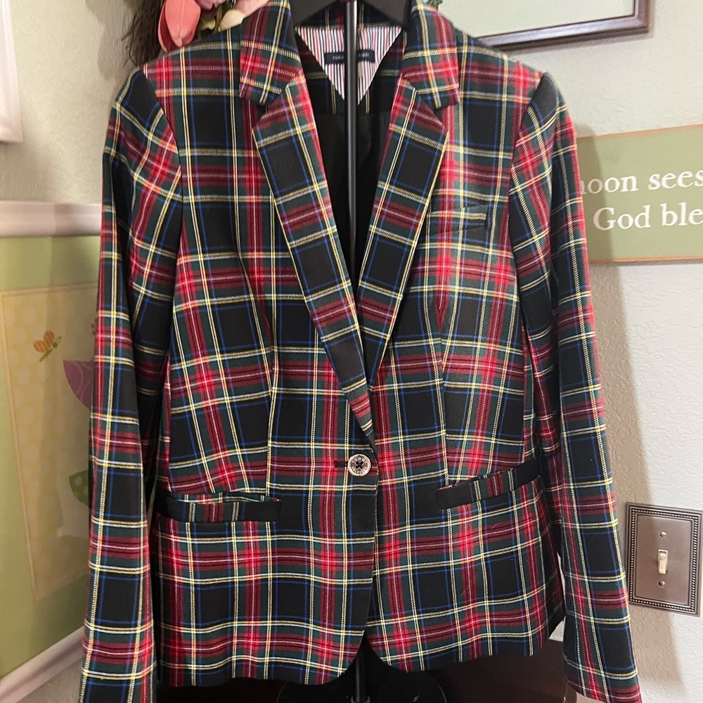NWOT Tommy Hilfiger Multicolor Plaid Blazer Size 6 #009